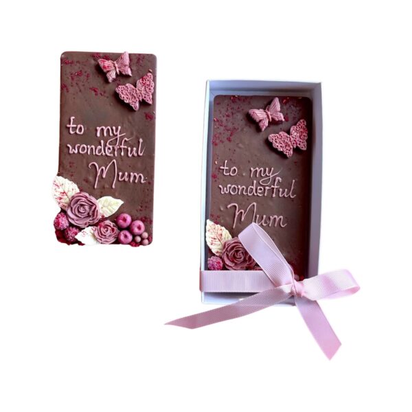 Mother's Day Handcrafted Chocolate Card | Milk chocolate bar with pailleté feuilletine - Image 2