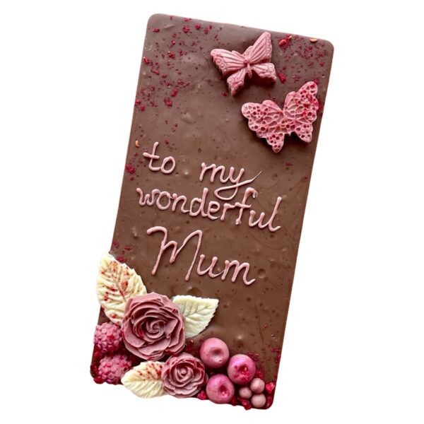 Mother's Day Handcrafted Chocolate Card | Milk chocolate bar with pailleté feuilletine