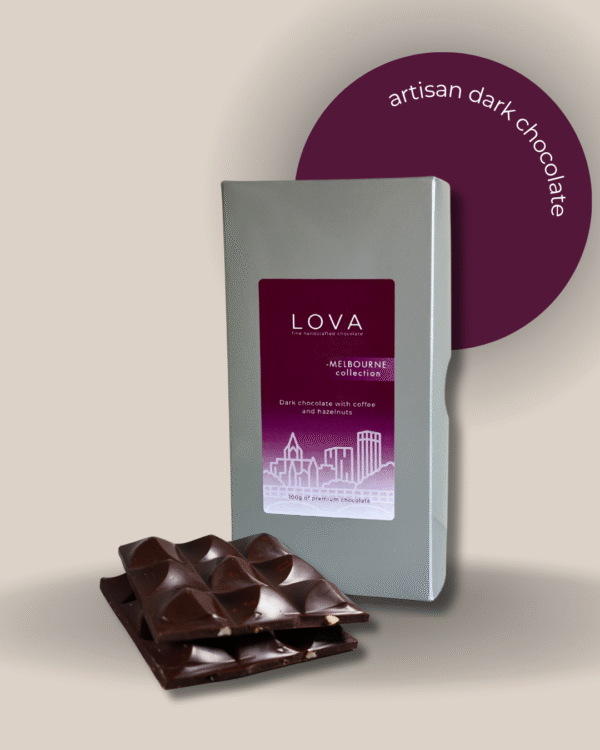 LOVA packaging design for coffee and hazelnut chocolate bar